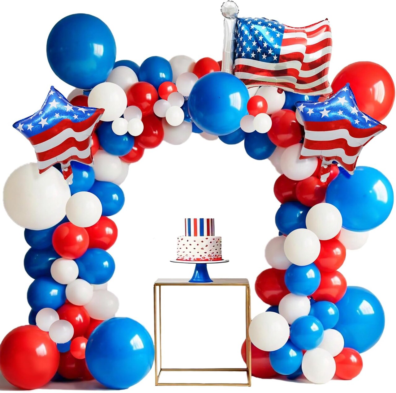 131Pcs Fourth of July balloon, Red White Blue Balloon Arch Garland